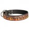 Handpainted Leather Swiss Mountain Dog Collar with Red Flames