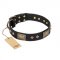 "Jewel Passion" FDT Artisan Fashionable Black Leather Swiss Mountain Dog Collar