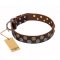 "Strong Shields" FDT Artisan leather Swiss Mountain Dog collar with stylish decorations