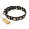 "Baroque Chic" FDT Artisan Studded Black Leather Swiss Mountain Dog Collar