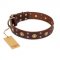"Caprice of Fashion" FDT Artisan Brown Leather Swiss Mountain Dog Collar with Round Decorations