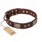 "Loving Owner" FDT Artisan Decorated Leather Swiss Mountain Dog Collar with Plates and Studs