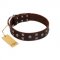 "Brown Shadow" Designer Handmade FDT Artisan Brown Leather Swiss Mountain Dog Collar