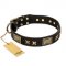 "Passion for Style and Beauty" FDT Artisan Decorated Black Leather Swiss Mountain Dog Collar