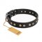 "Jewelry Peas" FDT Artisan Decorated Black Leather Swiss Mountain Dog Collar