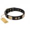 "Moon of Dreams" Black FDT Artisan Leather Swiss Mountain Dog Collar with Plates and Conchos