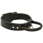 Extra Durable Leather Swiss Mountain Dog Collar with Handle for Attack Training