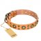 "Sophisticated Glamor" FDT Artisan Leather Swiss Mountain Dog Collar with Fancy Old Bronze-like Plated Decorations