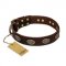 "Chocolate kiss" FDT Artisan Leather Swiss Mountain Dog Collar with Old Bronze Look Oval Plates