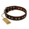 "Fashion Studs" FDT Artisan Decorated Leather Swiss Mountain Dog Collar with Old Bronze-Plated Steel Hardware