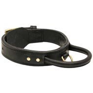 Extra Durable Leather Swiss Mountain Dog Collar with Handle for Attack Training