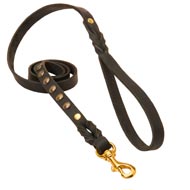 Studded Leather Swiss Mountain Dog Leash for Dog Walking and Training