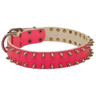 pink leather studded dog collar
