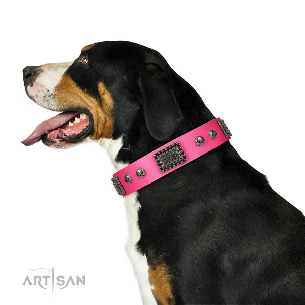 Exquisite full grain leather collar for your stylish four-legged friend