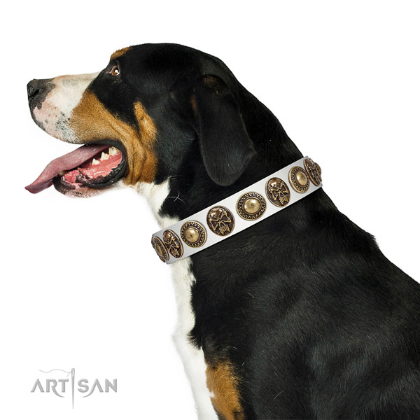 Unusual full grain genuine leather collar for your lovely canine