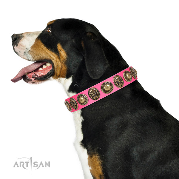 Exquisite full grain leather collar for your stylish four-legged friend