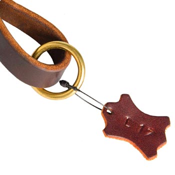 Leather Pull Tab for Swiss Mountain Dog with O-ring for Leash Attachment