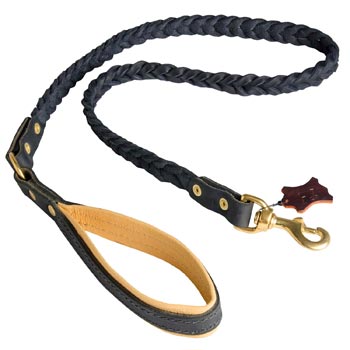 Leather Swiss Mountain Dog Leash with Nappa Padded Handle