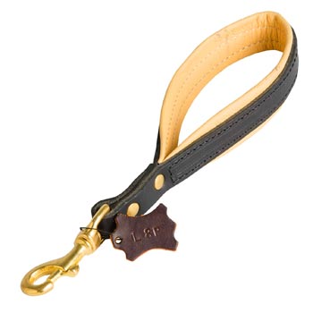 Padded on the Handle Leather Swiss Mountain Dog Leash with Brass Snap Hook