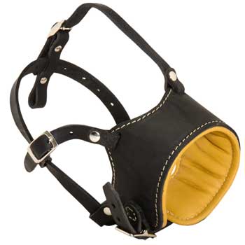Adjustable Swiss Mountain Dog Muzzle Padded with Soft Nappa Leather for Anti-Barking Training