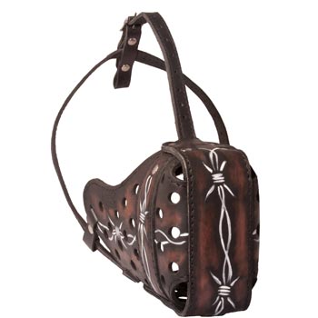 Hand Painted Leather Swiss Mountain Dog Muzzle for Dog Training