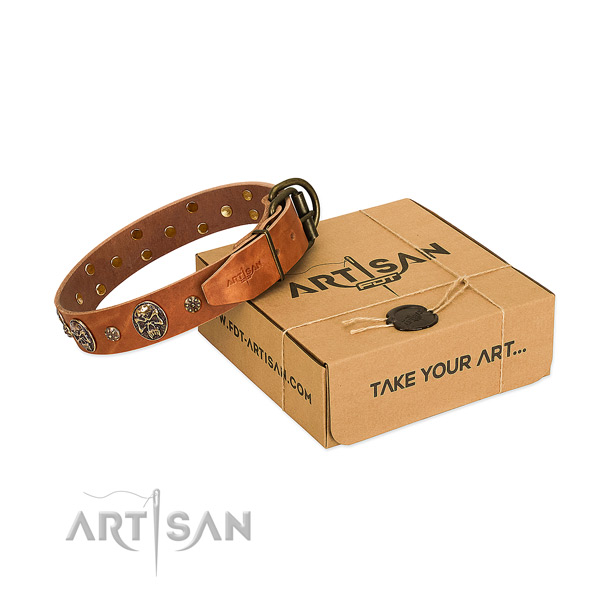 Handmade full grain genuine leather collar for your lovely pet