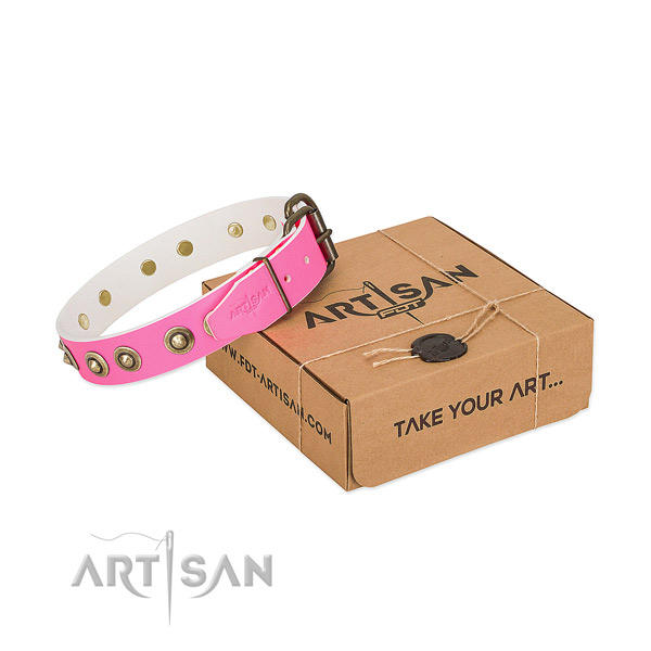 Handcrafted full grain genuine leather collar for your stylish dog