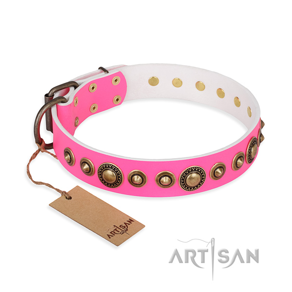 Soft to touch natural genuine leather collar handcrafted for your canine
