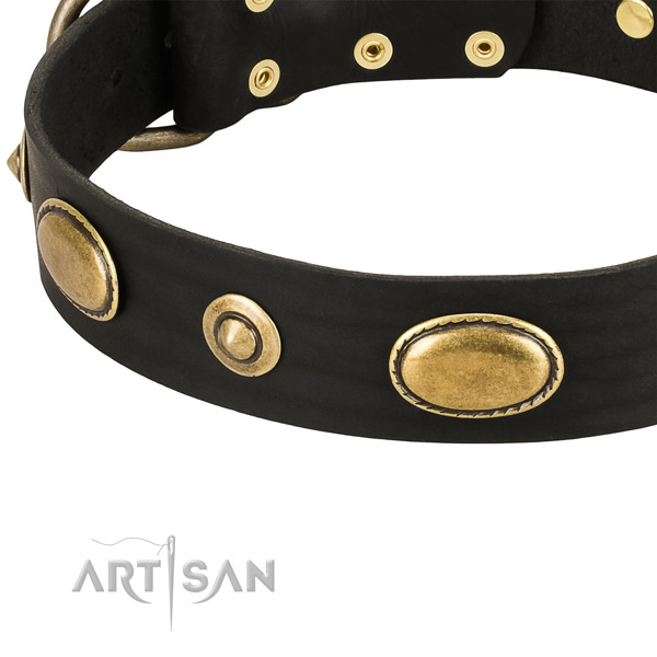 Durable hardware on genuine leather dog collar for your dog