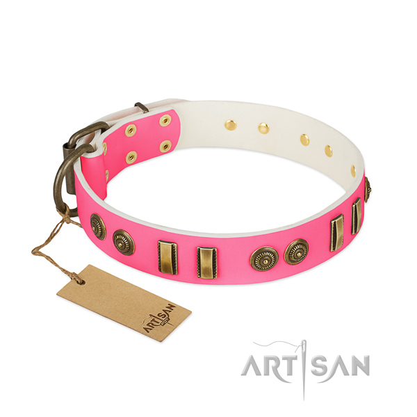 Extraordinary full grain genuine leather collar for your four-legged friend