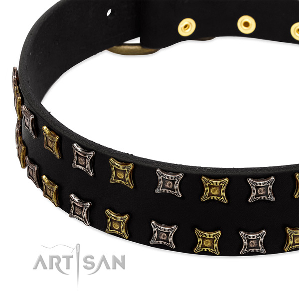 Reliable full grain leather dog collar for your handsome canine
