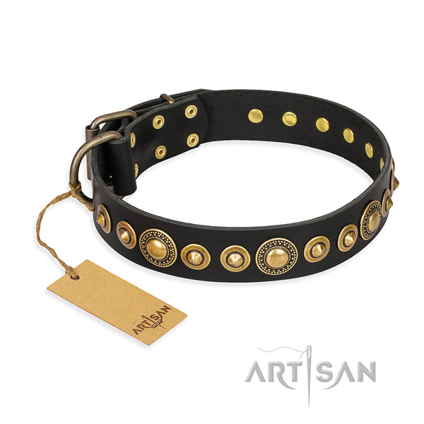 Top notch full grain natural leather dog collar made for comfy wearing