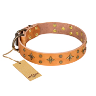 "Top-Flight" FDT Artisan Adorned Tan Leather Swiss Mountain Dog Collar