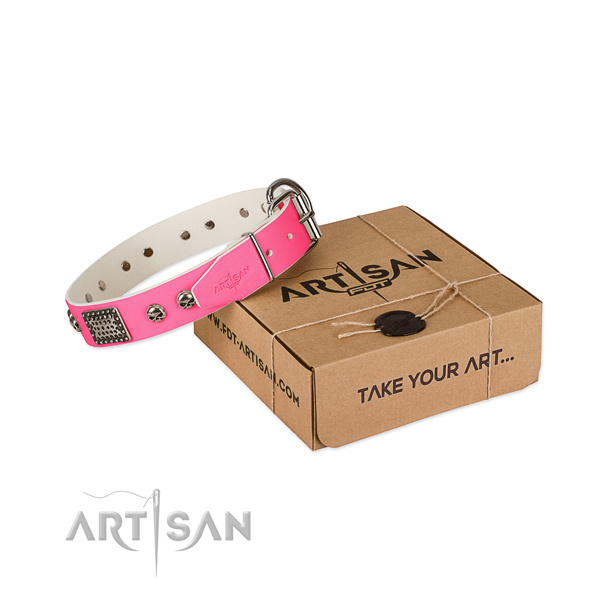Corrosion resistant studs on dog collar for comfy wearing