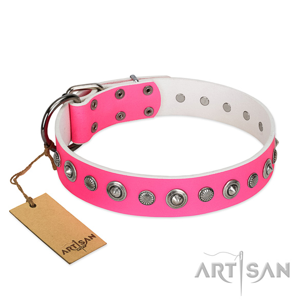 Strong full grain genuine leather dog collar with incredible studs