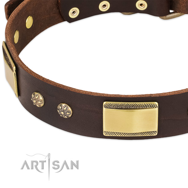 Rust-proof hardware on full grain leather dog collar for your four-legged friend