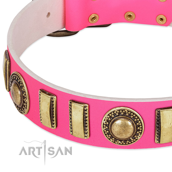 Soft to touch full grain genuine leather dog collar for your lovely four-legged friend