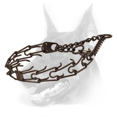 Prong collar of corrosion-proof black stainless steel for badly behaved dogs