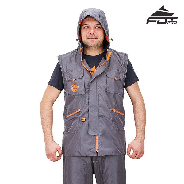 Dog Tracking Jacket Grey Color with Reliable Hood