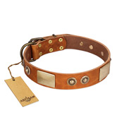 "Perfect Blend" FDT Artisan Tan Leather Swiss Mountain Dog Collar 1 1/2 inch (40 mm) wide